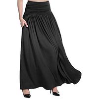 EDC Women's High Waist Pleated Skirts with Pocket Vintage Casual Professional Office Maxi Skirt (XXL, Black)