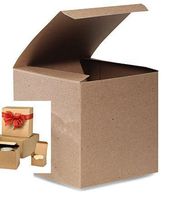 A1BakerySupplies® Preimer High Quality Kraft Pinstripe Brown Treat Gift Boxes (6 in X 6 in X 4 in 10 pk)