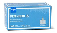 Medline MPHPN315Z Pen Needles, 31 Gauge, 5 mm (Pack of 100)