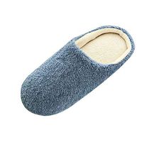 Dainzuy Women Men Comfy Slip On Memory Foam Slippers Winter Warm Plush Soft Anti-Slip Cotton House Shoes Navy