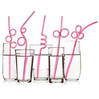 40 Premium Crazy Loop Party Drinking Straws - Recyclable, Longer & Wider- Neon Pink Value Pack - BPA PFOA Free