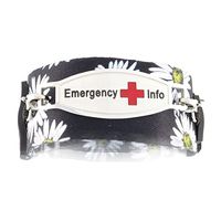 Women's Medical Alert ID Bracelet | Easy On and Off with Adjustable Hoop-and-Loop Closure | Free Engraving Included | Universal, Daisy - Size 6" - 6.5"