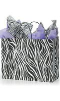 Large Zebra Skin Paper Shopping Bags - Case of 25