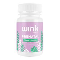 Wink Naturals Prenatal Supplement with Folinic Acid, Ginger and Vitamin B6 for Wellness and Development of Mom and Baby, Pregnancy Must Haves Before, During and After Pregnancy (30 Tasty Melts)