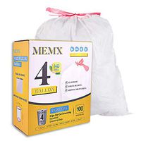 Drawstring Trash Bags,MEMX 4 Gallon Small Garbage Bags Wastebasket Bin Liners Strong Plastic Trash Bags for Bathroom,Bedroom,Office Trash Can.(100 Count)