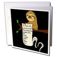 3dRose Funny Cute Sloth with Long to Do List - Greeting Card, 6" x 6", Single (gc_254031_5)