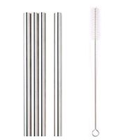 Sikye 4Pcs 12mm Metal Straws,Stainless Steel Extra Wide Straws Reusable Drinking Straws + Cleaning Brush