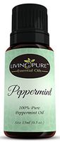 Living Pure Essential Oils #1 Peppermint Oil - Aid Indigestion & Freshen Rooms - Natural Headache Relief - 100% Organic Therapeutic & Aromatherapy Grade, 15ml