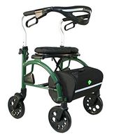 Evolution Xpresso Zero Lightweight Medical Walker Rollator with Seat, Large Wheels, Brakes, Backrest, Basket for Seniors Indoor Outdoor use (Laurel Green, Tall)