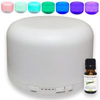 Color-Changing LED Light Aroma Diffuser with Free Complimentary Essential Oil in Lavender, Sweet Orange, Lemongrass, Eucalyptus, or Tea Tree (Lemongrass)