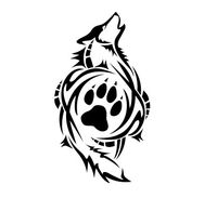 JS Artworks Tribal Wolf Vinyl Decal Sticker (Black)