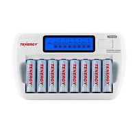 Combo: Tenergy TN162 8-Bay Smart LCD AA/AAA NiMH/NiCd Charger + 8 AA NiMH Rechargeable Batteries