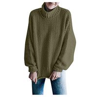 QIUUE Women' Off The Shoulder Sweater Casual Waffle Knitted Sweatshirt Tops Loose Long Sleeve Pullover Tunic Army Green