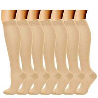 Aisprts 7 Pair Compression Socks for Women & Men-for Medical, Nursing, Running & Fitness (Deep Beige, L/XL)