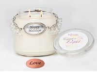 Wrapped in Light Happy Holidays (17 Ounce) Soy Candle 'Cinnamon Splendor' - Wrapped with Infinite Links - Magnetic, Interchangeable, Collectible