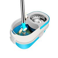 LIUFS-Mop Head Rotary Mop Bucket Free Hand Wash Automatic Dry Dehydration Double Drive Mop Stainless Steel Rod 1 Mop Disc 1 Mop Head2 (Color : Blue)