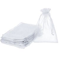 Pack of 50 Organza Gift Bags Drawstring Jewelry Candy Pouches for Wedding Birthday Party Favor Christmas Wrapping (7.9 x 11.8 Inch, White)
