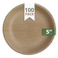 CaterEco Round Palm Leaf Plates Set (Pack of 100) | Appetizer Or Dessert Plates |  Ecofriendly Disposable Dinnerware | Heavy Duty Biodegradable Party Utensils for Wedding, Camping & More