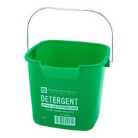 RW Clean 3 Qt Square Green Plastic Cleaning Bucket - with Stainless Steel Handle - 7" x 6 3/4" x 6" - 1 count box - Restaurantware