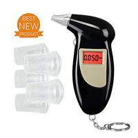 Alcohol Tester Breathalyzer Keychain, iPstyle Portable Professional Semiconductor Highly-Accurate Result Digital Blood Breath Tester for Driver with 5 Mouthpieces (Alcohol Tester)