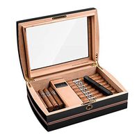 Humidors Cigar Solid Wood Humidifier Cigar Box Cigar Storage Box Equipped with Humidifier and Thermometer Can Accommodate 50 Cigars (Color : Black, Size : 102333cm)