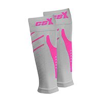 CSX 15-20 mmHg Compression Sleeve for Men and Women, Leg Calf Support, Athletic Sport Fit, Pink on Gray, Medium
