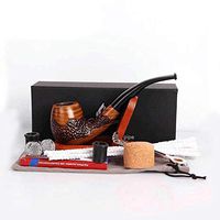 QFQ Classic Wooden Smoked Pipe Hand-Carved Green Sandal Pipe Full Set, Filter, 3-in-1 Pipe Scraper, Pipe Rod, Metal Ball, Cork