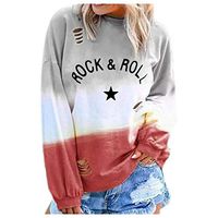 Mlilian T Shirts for Women,Women's Fashion Letter Gradual Long Sleeve Long Sleeve Round Neck Shirt Blouses Red