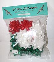 Gift Bows - 12 Elegant Hand Made w/Peel & Stick Adhesive Cards - Quality Ribbon- Great for Presents, Baskets, and Floral Arrangements (Green/Red/White, Medium)