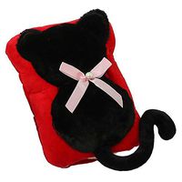 Portable Hand Warmer Rechargeable Electric Heat/Hot Water Bag with Soft Removable Cartoon Cat Cover Helps Warm Body&Muscle Relaxation&Relieve Fatigue&Home Sofa Pillow (Black)