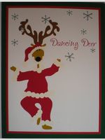 6 Glittered Dancing Santa Reindeer Note Cards Envelopes