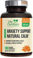 Anxiety Supplements Natural Herbal Stress Support 1000mg with Ashwagandha, 5-HTP, GABA, L-Theanine, Rhodiola Rosea - Made in USA - Support Calm, Positive Mood and Relaxation - 180 Capsules