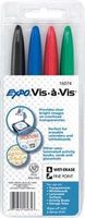 EXPO 16074 Vis-a-Vis Wet-Erase Marker Fine Point Asstd. 4/Set