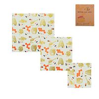 Beeswax Food Wrap,TADAMI 3 Pack Beeswax Wrap Friendly Reusable Food Storage Sandwich Wrap, 1 Large, 2 Medium Food Wraps, 3 Reusable Produce Bags