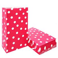 50 PCS Red Kraft Paper Bags Polka Dot Paper Lunch Bags for Kid’s Birthday Party Supplies by ADIDO EVA（5.1 x 3.1 x 9.4 in Red）