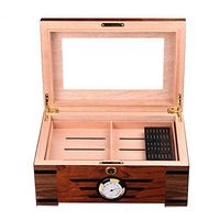 Humidors Cigar Double Cigar Cuban Cigars Can Hold About 100 Equipped with Humidifier and Hygrometer (Color : Brown, Size : 1623.835cm)