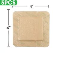 5Pack Bordered Silicone Adhesive Foam Dressing, 4"x4", Sterile, Waterproof Sacral Foam Dressing, Foam Wound Dressing with Central Ultra Absorbent-Foam (2.5" X 2.5") for Emergency Care