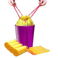 Ying 18 Count Trash Bags Garbage Bags Drawstring Bags Extra Strong Material Office Home Waste Bin Wastebasket Trash can Yellow