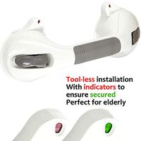 AmeriLuck Suction Bath Grab Bar 12" with Indicators, Bathroom Shower Handle (White, 1 Pack)