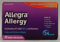 Allegra 24hr Tab 180mg 15 Size 15ct Allegra 24hr Tablets 180mg 15ct