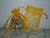Bridescove 3x4 Tulle Polka Dots Wedding Favor Gift Bags/Pouches - Golden Yellow (10 Bags) - Wedding and Party Supplies