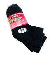 J.T. Foote - Non Binding Diabetic Socks Low Cut Ped Ladies 3pk - Black Size 9-11