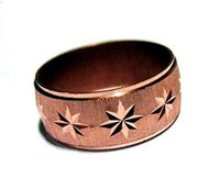 Pure Copper Band Ring with Diamond Sparkley Cut Sun Rays Stunning Design (12)