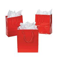 Fun Express - Medium Red Gift Bags for Party - Party Supplies - Bags - Paper Gift W & Handles - Party - 12 Pieces
