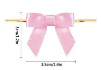 8 Color Gift Bows,Pink Twist Tie Bows for Bakery Candy Lollipop Cello Bag(50 Pack)