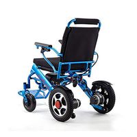 HTYX Blue Electric Wheelchair Elderly Disabled Aluminum Alloy Portable Travel Chair Foldable Built-in seat Belt Lithium Battery 15 km