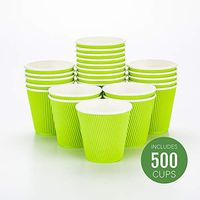 Disposable Paper Hot Cups - 500ct - Hot Beverage Cups, Paper Tea Cup - 8 oz - Eco Green - Ripple Wall, No Need For Sleeves - Insulated - Wholesale - Takeout Coffee Cup - Restaurantware