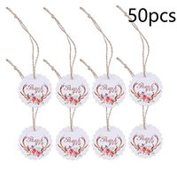 50pcs Thank You Tags Round Paper Gift Tags Craft Hang Labels with String for Wedding, Birthday, Holiday, Baby Shower, Floral Design - Antler Printing 2