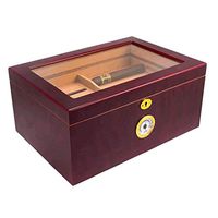 Smoking Set/Wooden Can Accommodate 100 Cigars Large Capacity Hygrometer and Humidifier Sealed Cigar Cabinet Glass Sunroof Cedar Lining Men's Gift Box Mute
