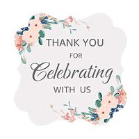 OPG Floral Garden Party Wedding Collection Adhesive Stickers,Decorative Stickers for Party Supplies,Thank You for Celebrating with Us,100-Pack 2"(White Fancy Frame)